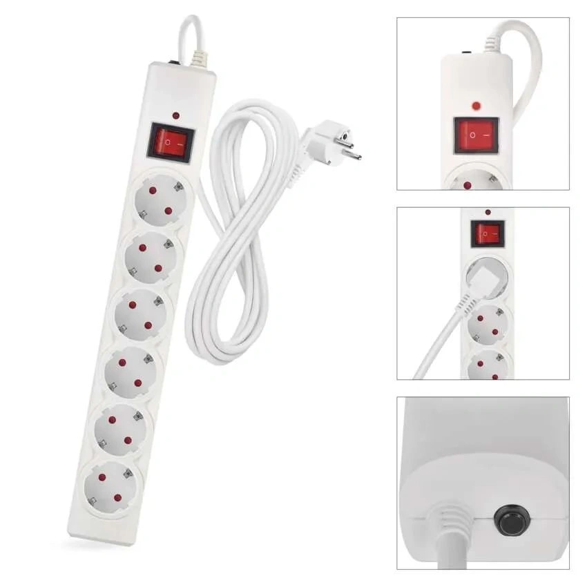 Emos P54216 3m 380J SCHUKO 6 csatlakozós fehér túlfeszültség védett elosztó