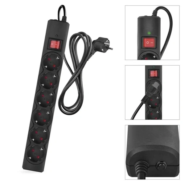 Emos P54218 1,5m 380J SCHUKO 6 csatlakozós fekete túlfeszültség védett elosztó