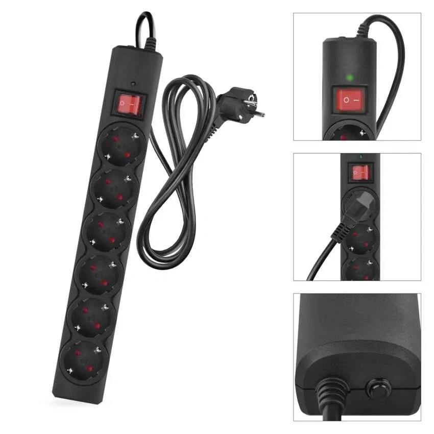 Emos P54218 1,5m 380J SCHUKO 6 csatlakozós fekete túlfeszültség védett elosztó