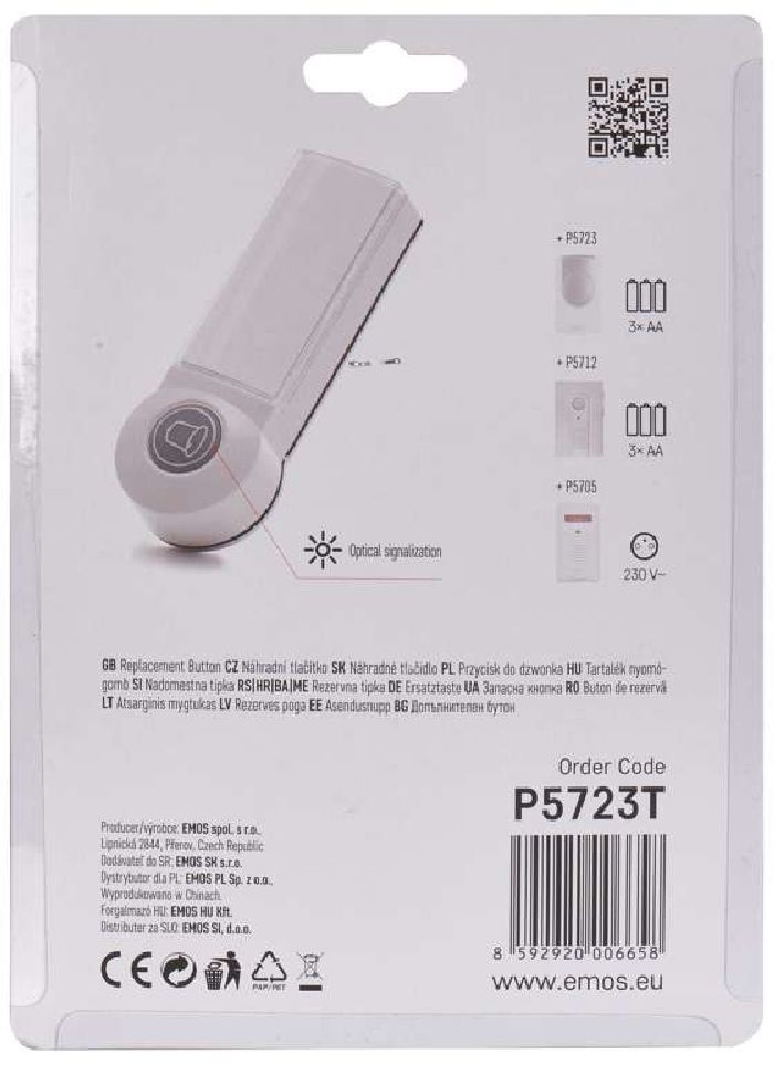 Emos P5723T P5705/P5712/P5723/P5724 csengőkhöz tartalék nyomógomb