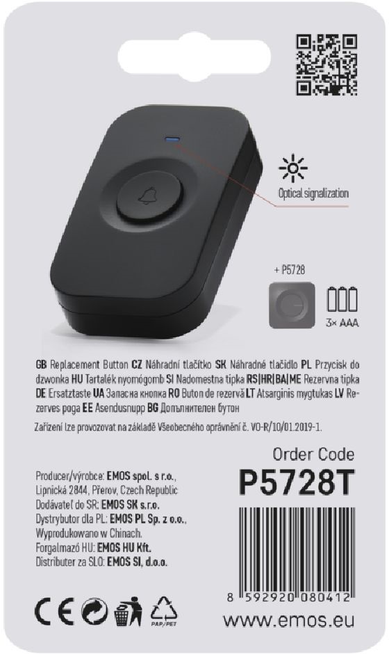 Emos P5728T P5728 típusú csengőhöz tartalék nyomógomb