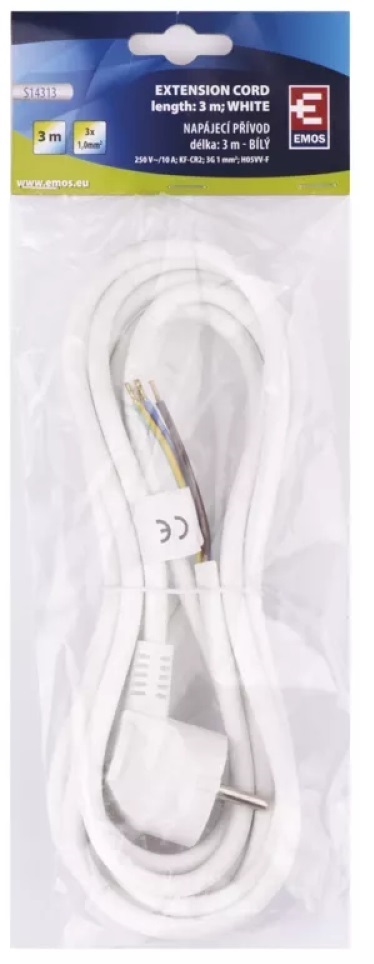 Emos S14313 Flexo Pvc 3m 3×1mm2 fehér szerelhető kábel