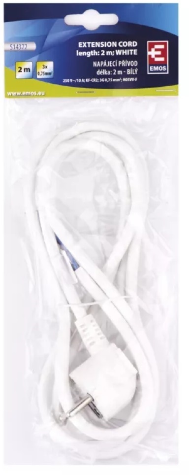 Emos S14372 Flexo 2 méter 3×0,75mm2 fehér szerelhető hálózati kábel