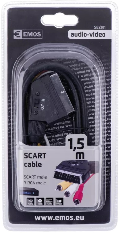 Emos SB2101 1,5m Scart - 3xRCA high speed kábel