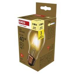 Emos Z55032 E27/4,5 W (40 W)/420 lm/meleg fehér Vintage A60/LED izzó