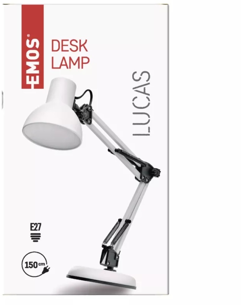 Emos Z7609W Lucas E27 IP20 fehér asztali lámpa