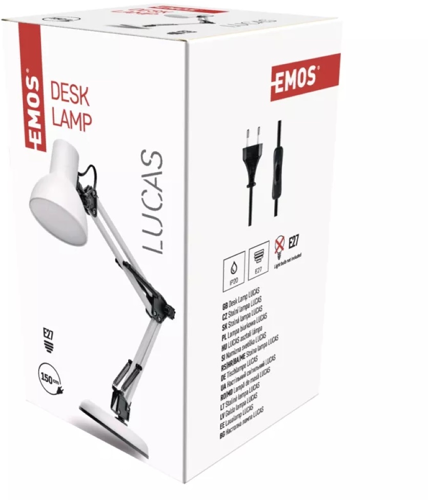 Emos Z7609W Lucas E27 IP20 fehér asztali lámpa