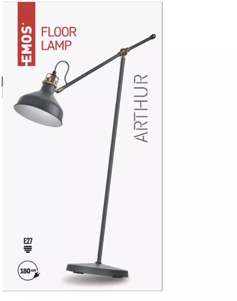 Emos Z7610 Arthur E27 IP20 szürke állólámpa