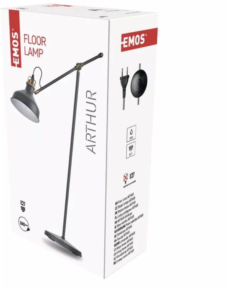 Emos Z7610 Arthur E27 IP20 szürke állólámpa