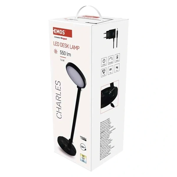 Emos Z7628B Charles fekete LED asztali lámpa
