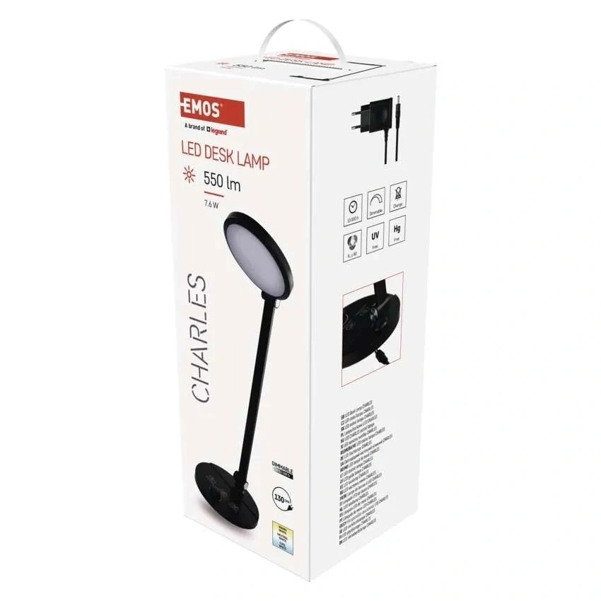 Emos Z7628B Charles fekete LED asztali lámpa