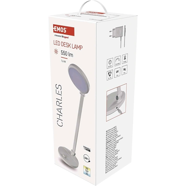 Emos Z7628W Charles fehér LED asztali lámpa