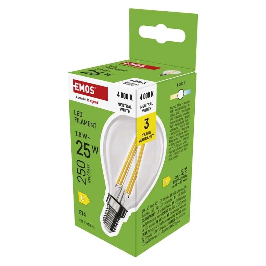 Emos ZF1D03 E14/1,8 W (25 W)/250 lm/természetes fehér filament mini globe LED izzó