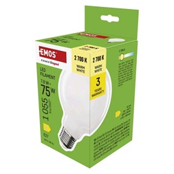 Emos ZF2D52 E27/7,8 W (75 W)/1055 lm/meleg fehér filament G95/ LED izzó