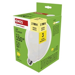 Emos ZF2D82 E27/18 W (150 W)/2452 lm/meleg fehér filament G125 LED izzó