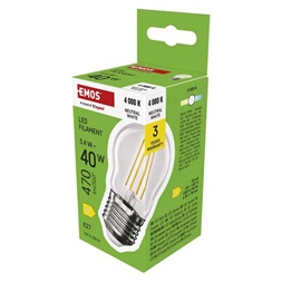 Emos ZF6D23 E27/3,4 W (40 W)/470 lm/természetes fehér filament mini globe LED izzó