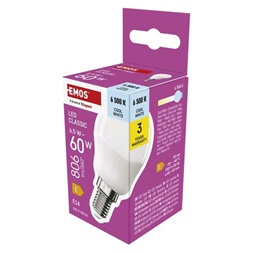 Emos ZQ1E44 E14/6,5 W (60 W)/806 lm/hideg fehér classic mini globe LED izzó