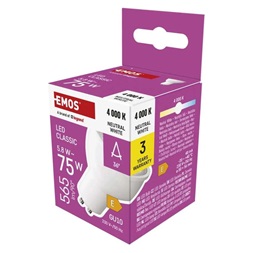 Emos ZQ8E33N MR16/GU10/5,8 W (75 W)/565 lm/természetes fehér classic LED izzó