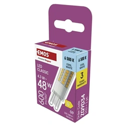 Emos ZQ9D34 classic JC 4,3W(48W)  600lumen G9 LED izzó