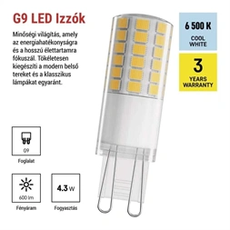 Emos ZQ9D34 classic JC 4,3W(48W)  600lumen G9 LED izzó