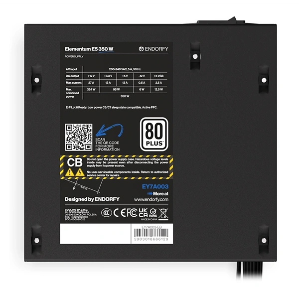 Endorfy Elementum E5 350W 80+ ventillátorral dobozos tápegység