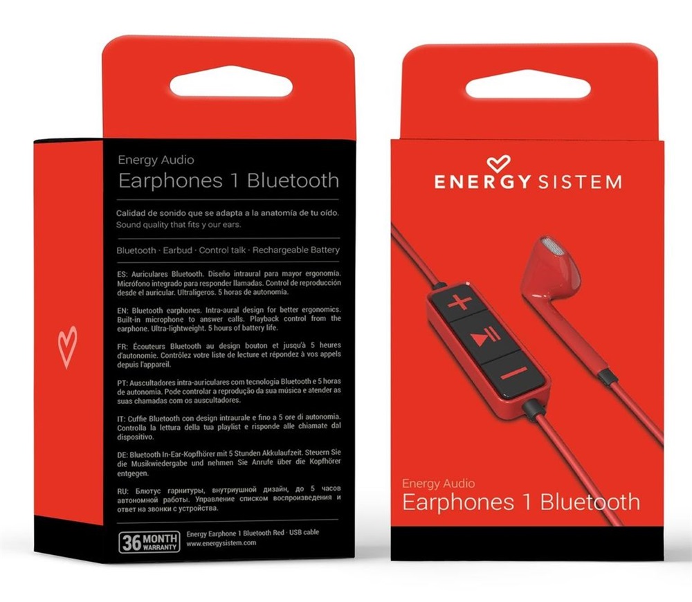 Energy Sistem EN 428410 Earphones 1 Bluetooth piros fülhallgató