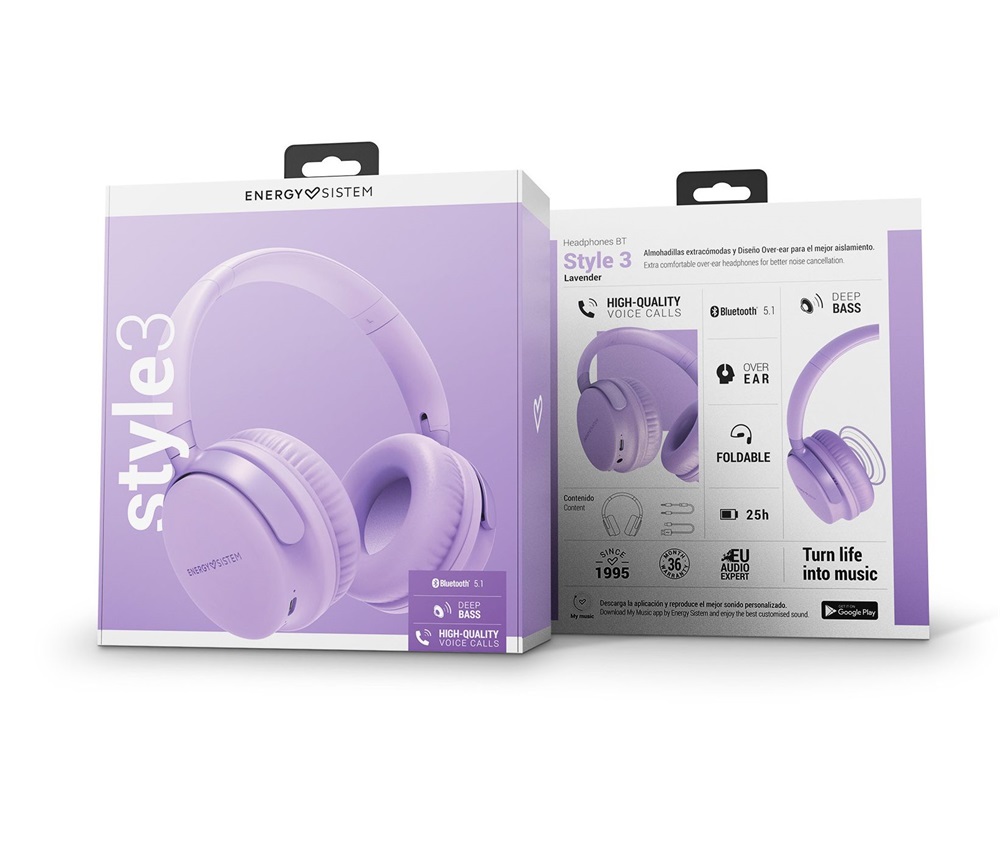 Energy Sistem EN 453054 Style 3 Levander Bluetooth fejhallgató
