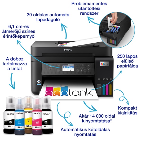 Epson EcoTank L6270 színes tintasugaras fekete multifunkciós nyomtató