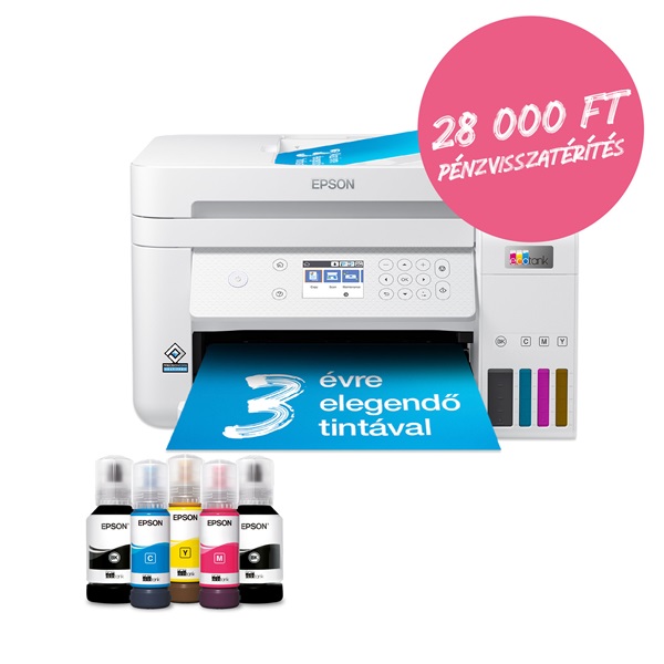 Epson EcoTank L6276 színes nyomtató MFP, Duplex, WiFi/USB/LAN, 14 000/5200 oldal tinta a dobozban