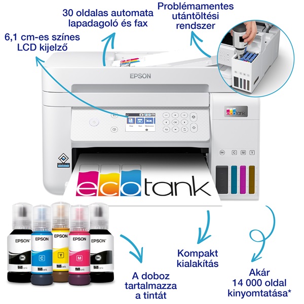 Epson EcoTank L6276 színes tintasugaras fehér multifunkciós nyomtató