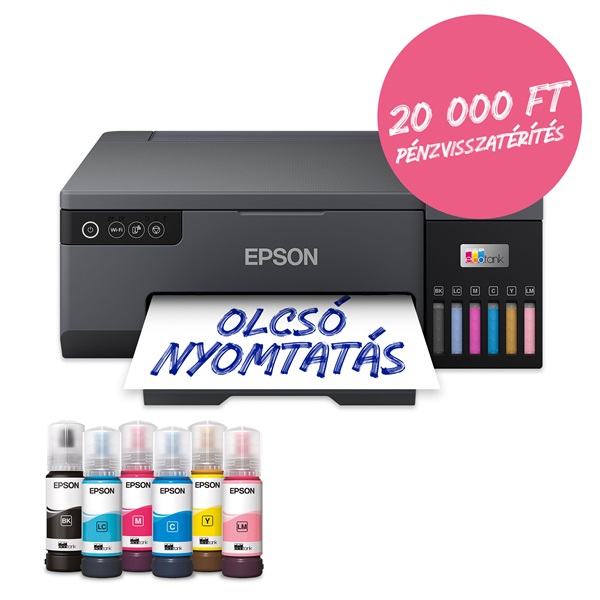 Epson EcoTank L8050 fotónyomtató WiFi/USB, 1500 fotóra elegendő tinta a dobozban