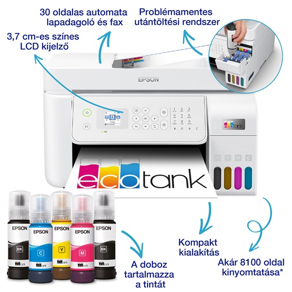 Epson Ecotank L5316 A4 MFP ADF Ethernet/WIFI színes multifunkciós tintasugaras nyomtató