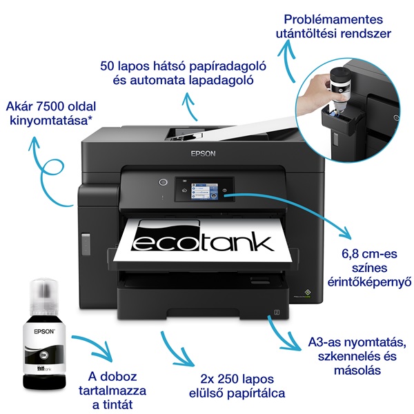 Epson M15140 A3 MFP duplex ADF Ethernet/WIFI mono multifunkciós tintasugaras nyomtató