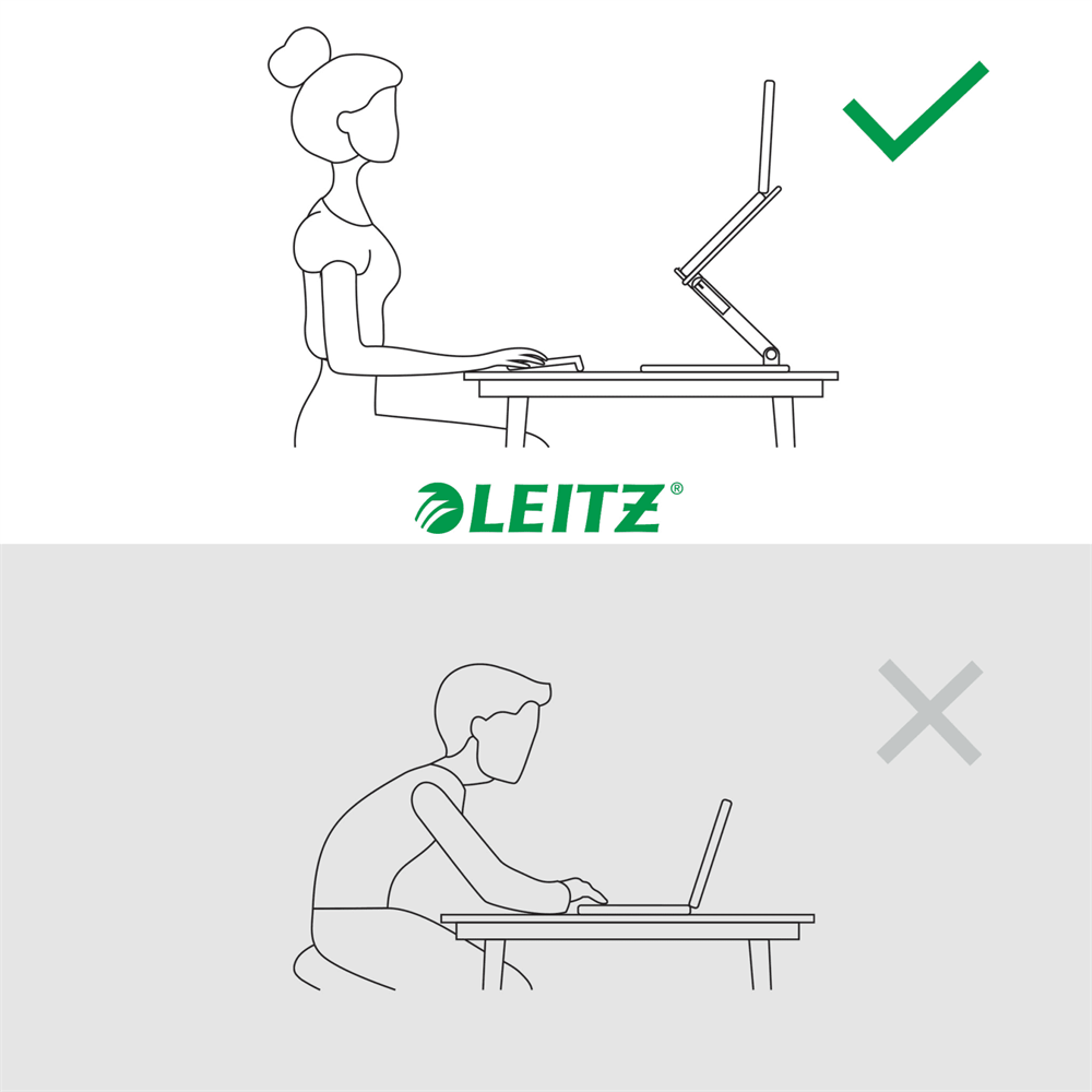 Leitz Ergo állítható magasságú és dőlésszögű sötétszürke laptopállvány