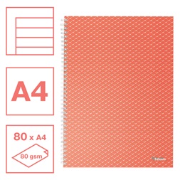 Esselte ColourBreeze A4 vonalas korall spirálfüzet