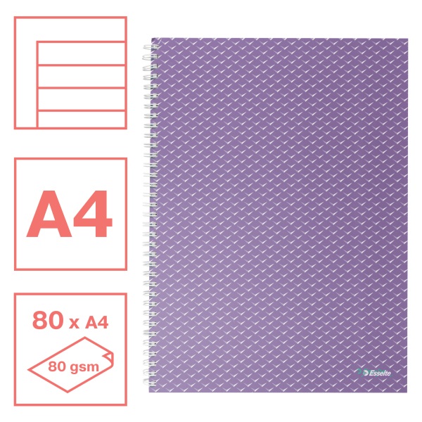 Esselte ColourBreeze A4 vonalas levendula spirálfüzet
