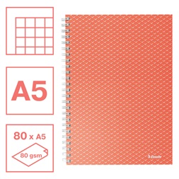 Esselte ColourBreeze A5 kockás korall spirálfüzet