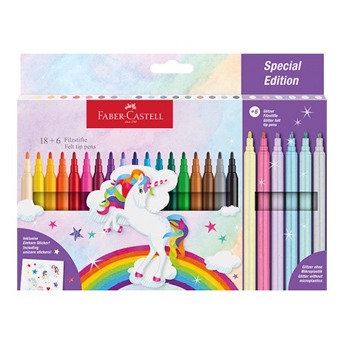Faber-Castell Unikornis 18+6 db filctoll készlet matricával