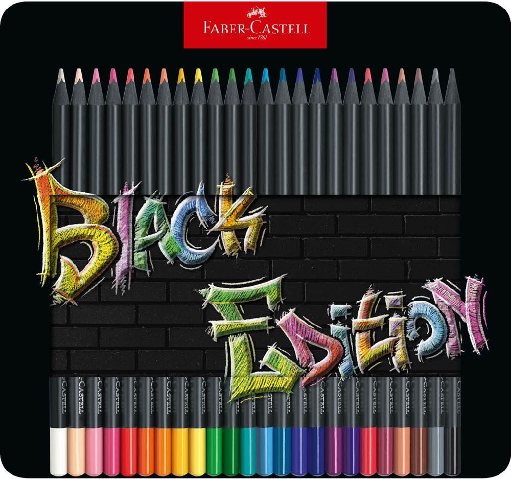 Faber-Castell Black Edition 24 db-os klt fekete test fém dobozban színesceruza készlet