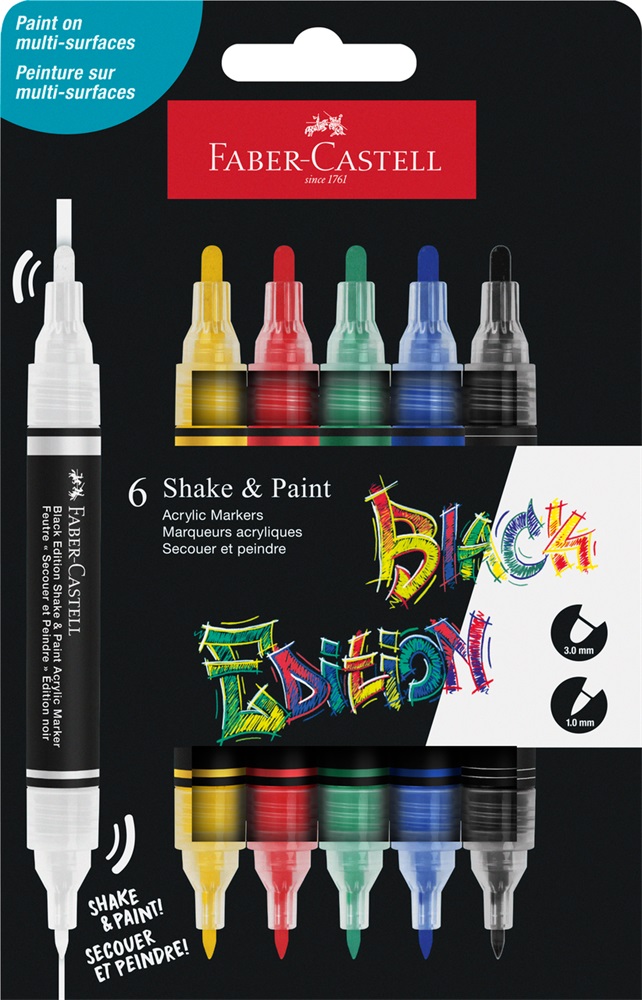 Faber-Castell Black Edition Shake&Paint Klasszikus 6 db kétvégű akrilfilctoll készlet