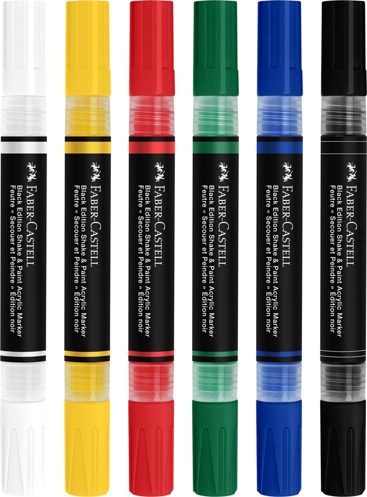 Faber-Castell Black Edition Shake&Paint Klasszikus 6 db kétvégű akrilfilctoll készlet