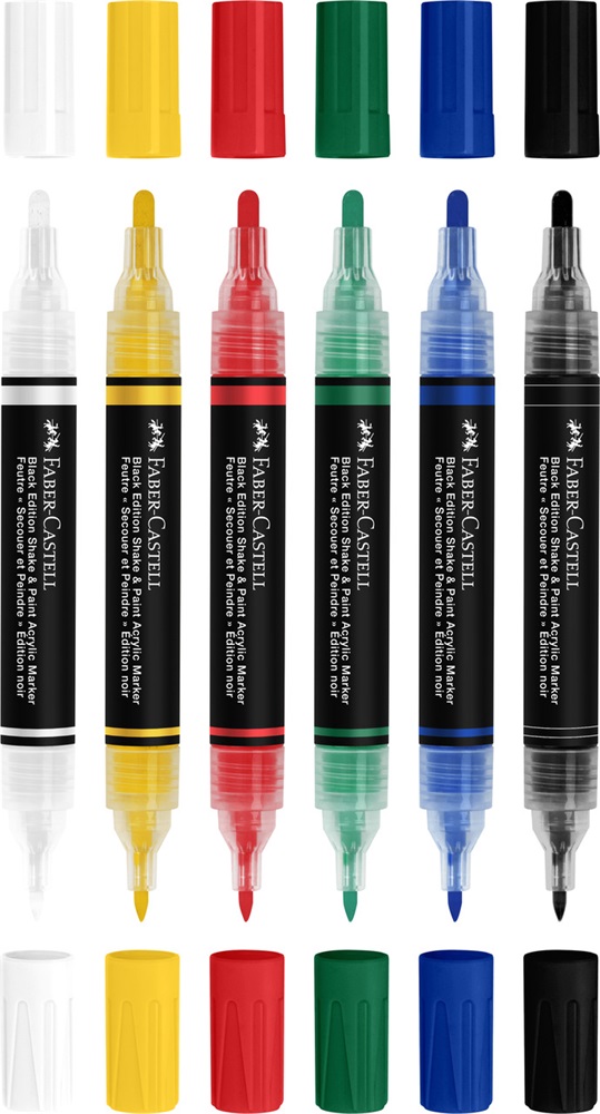 Faber-Castell Black Edition Shake&Paint Klasszikus 6 db kétvégű akrilfilctoll készlet