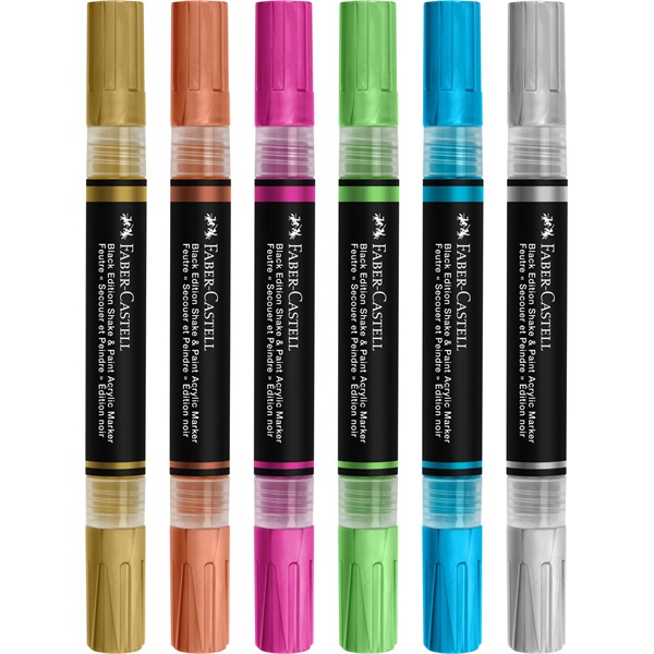 Faber-Castell Black Edition Shake&Paint Metál 6 db kétvégű akrilfilctoll készlet