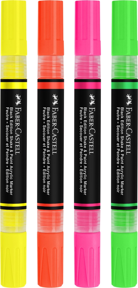 Faber-Castell Black Edition Shake&Paint Neon 4 db kétvégű akrilfilctoll készlet