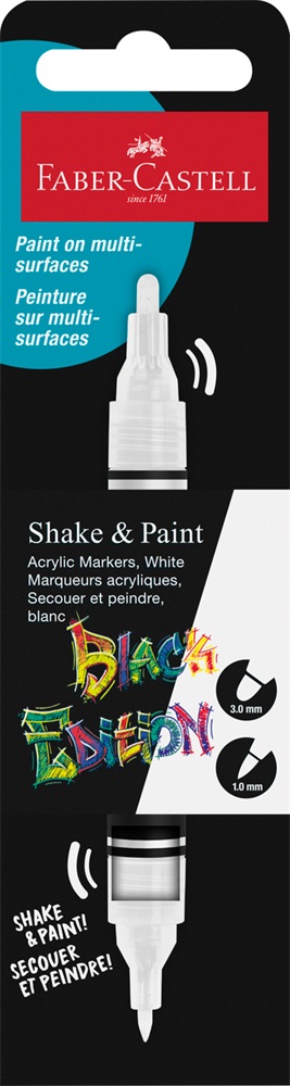 Faber-Castell Black Edition Shake&Paint fehér kétvégű akrilfilctoll