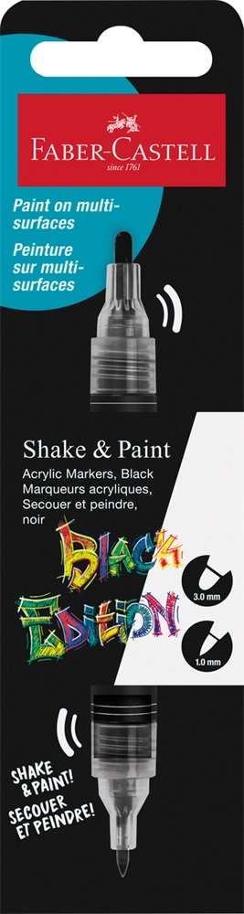 Faber-Castell Black Edition Shake&Paint fekete kétvégű akrilfilctoll