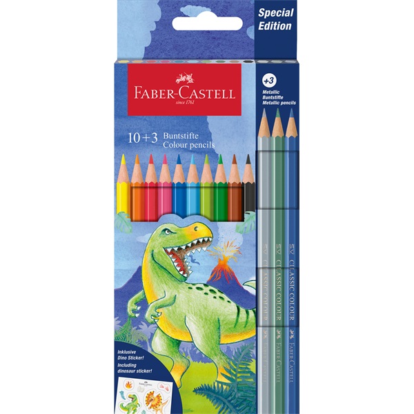 Faber-Castell Dinoszaurusz 10+3 db hatszögletű színes ceruza készlet