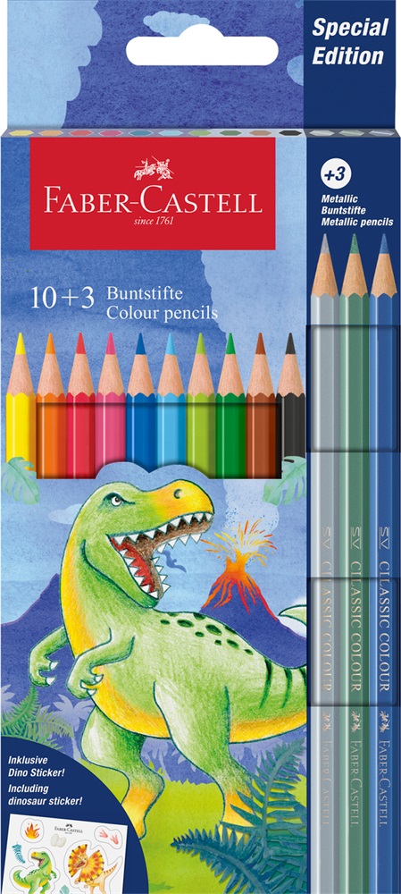 Faber-Castell Dinoszaurusz 10+3 db hatszögletű színesceruza készlet