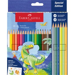 Faber-Castell Dinoszaurusz 18+6 db hatszögletű színes ceruza készlet
