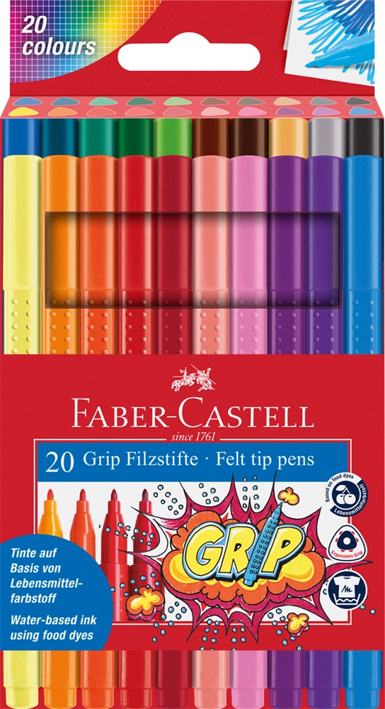 Faber-Castell Grip 20 db színes rostirón készlet